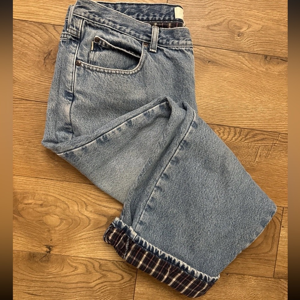 L.L. Bean Relaxed Fit Blue Jean Flannel Lined